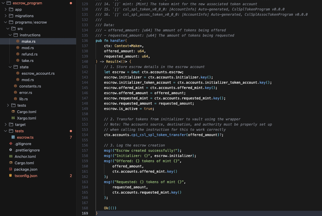 Escrow make.rs implemented