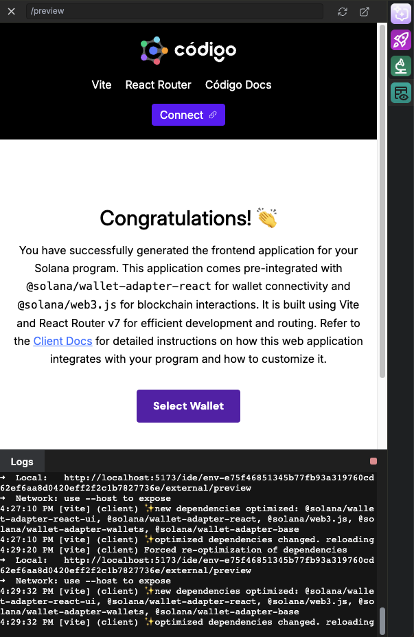 Live frontend preview result
