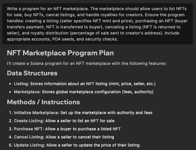 NFT marketplace prompt