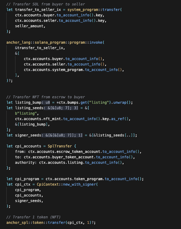 NFT logic purchase nft implemented
