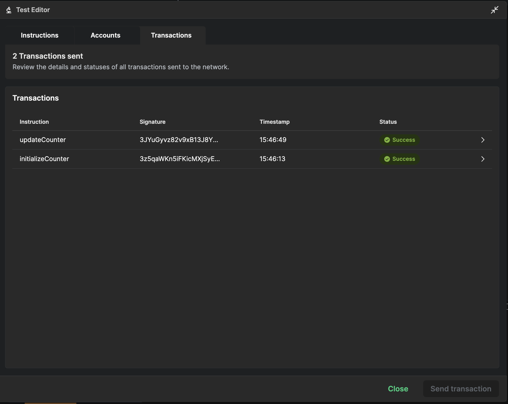 Transaction explorer details