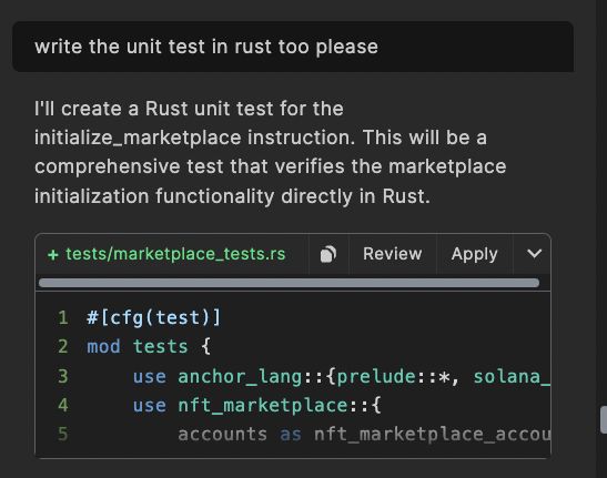 unit test result rust
